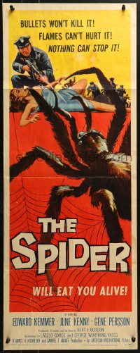 4y652 SPIDER insert 1958 Bert I. Gordon horror, it MUST eat YOU to live, horror art!