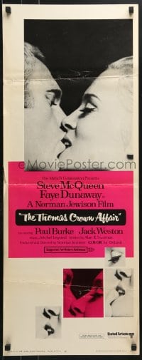 4y664 THOMAS CROWN AFFAIR insert 1968 best kiss close up of Steve McQueen & sexy Faye Dunaway!