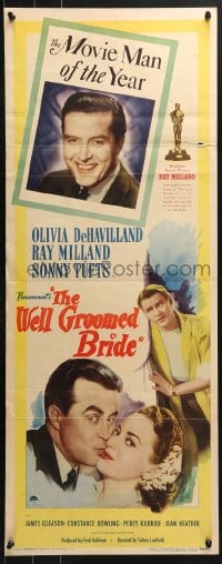 4y679 WELL GROOMED BRIDE insert 1946 great art of Olivia de Havilland & Ray Milland kiss close up!