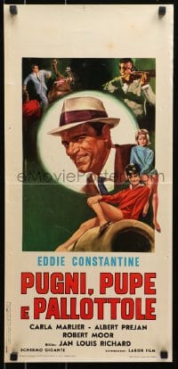 4y058 BONNE CHANCE, CHARLIE Italian locandina 1967 Piovano art of Eddie Constantine & Carla Marlier!