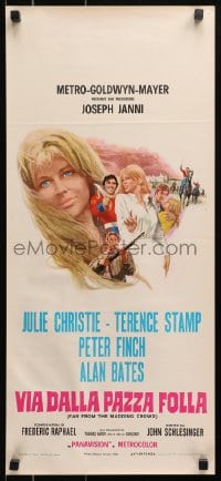 4y072 FAR FROM THE MADDING CROWD Italian locandina 1968 close-up art of Julie Christie, Peter Finch!