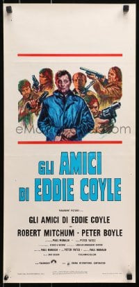4y074 FRIENDS OF EDDIE COYLE Italian locandina 1974 different art of Robert Mitchum & crooks with guns!