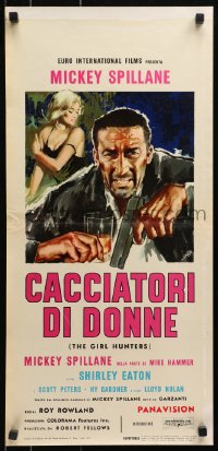 4y076 GIRL HUNTERS Italian locandina 1963 Mickey Spillane pulp fiction, sexy Shirley Eaton!