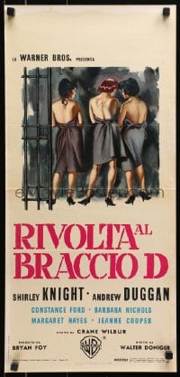 4y088 HOUSE OF WOMEN Italian locandina 1963 Symeoni art of wild female convicts in women's prison!