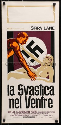 4y101 NAZI LOVE CAMP Italian locandina 1977 completely different artwork of naked girl & swastika!