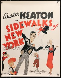 4z166 SIDEWALKS OF NEW YORK 22x28 commercial poster 1980s Hirschfeld art of trash thrown at Keaton!