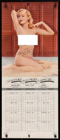 4z011 ECONOMY BLUE PRINT & SUPPLY calendar 1954 great image of completely naked model!