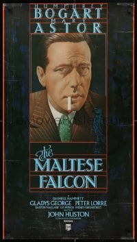 4z060 MALTESE FALCON 20x36 video poster R1983 close-up art of smoking Humphrey Bogart!
