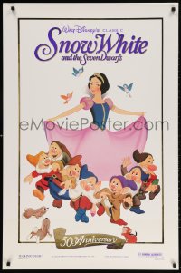 4z886 SNOW WHITE & THE SEVEN DWARFS foil 1sh R1987 Walt Disney cartoon fantasy classic!