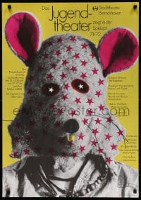 4z188 DAS JUGENDTHEATER 24x33 German stage poster 1971 really wacky image of person w/ mouse mask!
