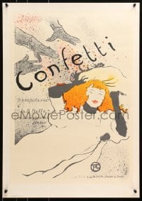 4z047 HENRI DE TOULOUSE-LAUTREC 20x28 French art print 1980s great art of woman with confetti!