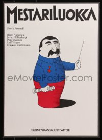 4z248 MESTARILUOKKA 14x19 Finnish stage poster 1980s David Pownall, Stalin with baton & sheet music!