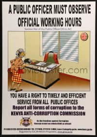 4z421 PUBLIC OFFICER MUST OBSERVE OFFICIAL WORKING HOURS 17x24 Kenyan special poster 2000s cool!
