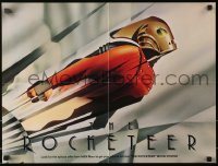 4z427 ROCKETEER 18x24 special poster 1991 Disney, deco-style Mattos art of him soaring into sky!