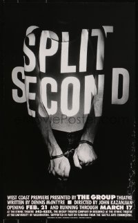 4z263 SPLIT SECOND 15x24 stage poster 1995 man in handcuffs by Art Chantry!