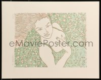 4z042 UNKNOWN ART PRINT signed #47/120 14x17 art print 2010s great art of woman in green dress!