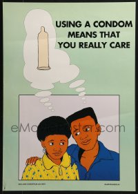 4z468 USING A CONDOM MEANS THAT YOU REALLY CARE 17x23 Kenyan special poster 1990s HIV/AIDS!
