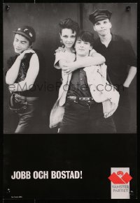 4z469 VANSTERPARTIET 13x20 Swedish special poster 1990s cool group portrait of happy youth!