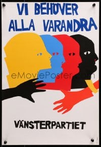 4z473 VANSTERPARTIET hands style 14x20 Swedish special poster 1990s great different art!