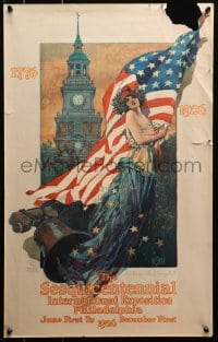 4z487 VOICE OF THE LIBERTY BELL 17x27 special poster 1926 Smith art of Lady Liberty & Independence Hall!