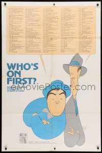 4z494 WHO'S ON FIRST 30x45 special poster 1972 Abbott & Costello, whole routine, artwork by Al Hirschfeld