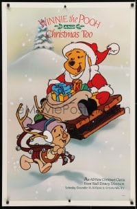 4z070 WINNIE THE POOH & CHRISTMAS TOO tv poster 1991 great image of him as Santa with Piglet!