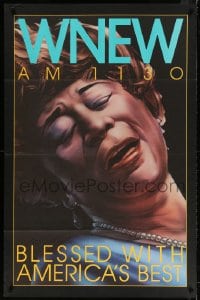 4z026 WNEW AM 1130 ELLA FITZGERALD radio poster 1980s great art, blessed with America's best!