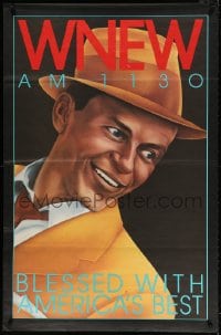 4z027 WNEW AM 1130 FRANK SINATRA radio poster 1980s great Frank Sinatra portrait art!