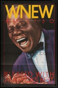 4z028 WNEW AM 1130 LOUIS ARMSTRONG radio poster 1980s great art, blessed with America's best!