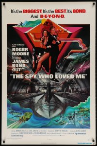 4z896 SPY WHO LOVED ME 1sh 1977 great art of Roger Moore as James Bond by Bob Peak!