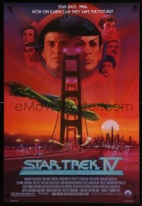 4z900 STAR TREK IV 1sh 1986 art of Leonard Nimoy, Shatner & Klingon Bird-of-Prey by Bob Peak!