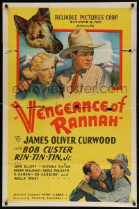 4z961 VENGEANCE OF RANNAH 1sh 1936 Bob Custer catches the bad guys, Rin Tin Tin Jr., ultra-rare!