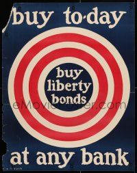 4z008 BUY LIBERTY BONDS 22x28 WWI war poster 1917 buy today, great art of bullseye by S.L. Bush!
