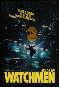 4z967 WATCHMEN teaser DS 1sh 2009 Zack Snyder, Billy Crudup, Jackie Earle Haley, justice is coming!