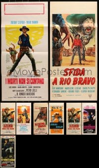 5a510 LOT OF 9 FORMERLY FOLDED COWBOY WESTERN ITALIAN LOCANDINAS 1960s-1970s cool movie images!