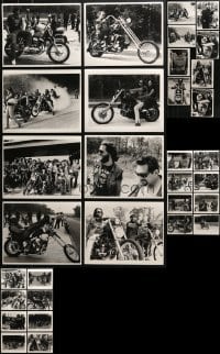 5a366 LOT OF 32 MOTORCYCLE BIKER 8X10 PHOTOS 1970s great images of tough guys on the road!