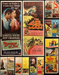 5a493 LOT OF 17 FORMERLY FOLDED MOSTLY 1950S INSERTS 1950s great images from a variety of movies!