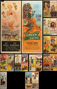 5a487 LOT OF 23 FORMERLY FOLDED MOSTLY 1950S INSERTS 1950s great images from a variety of movies!