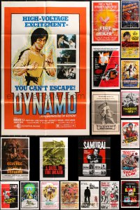 5a019 LOT OF 63 FOLDED KUNG FU ONE-SHEETS 1960s-1980s great images from martial arts movies!