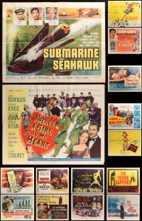 5a526 LOT OF 17 FORMERLY FOLDED MOSTLY 1950S HALF-SHEETS 1950s images from a variety of movies!
