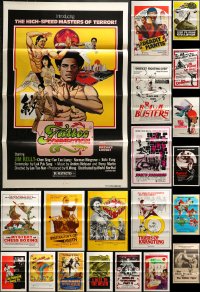 5a641 LOT OF 21 FORMERLY TRI-FOLDED 27X41 KUNG FU ONE-SHEETS 1960s-1980s great movie images!