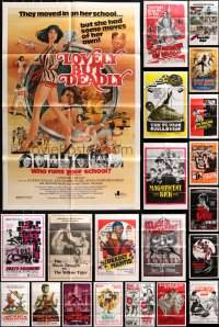5a026 LOT OF 56 FOLDED KUNG FU ONE-SHEETS 1960s-1980s great images from martial arts movies!