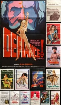 5a662 LOT OF 18 FORMERLY TRI-FOLDED 27X41 SEXPLOITATION ONE-SHEETS 1960s-1980s sexy movie images!