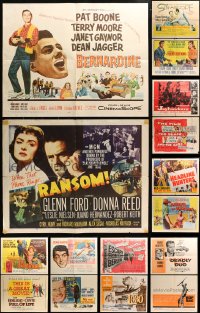 5a523 LOT OF 18 FORMERLY FOLDED MOSTLY 1950S HALF-SHEETS 1950s images from a variety of movies!