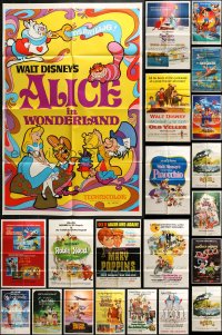 5a055 LOT OF 24 FOLDED WALT DISNEY ONE-SHEETS 1960s-1990s from animated and live action movies!