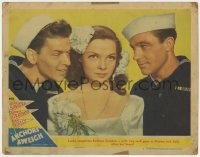 5b170 ANCHORS AWEIGH LC #3 1945 c/u of Kathryn Grayson between sailors Frank Sinatra & Gene Kelly!