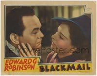 5b226 BLACKMAIL LC 1939 best romantic close up of Edward G. Robinson & pretty Ruth Hussey!
