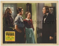 5b245 BRIGHAM YOUNG LC 1940 Tyrone Power, Mary Astor & John Carradine look at Dean Jagger!