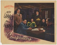 5b288 CONSPIRATORS LC 1944 Hedy Lamarr, Peter Lorre & Sydney Greenstreet sitting at table!