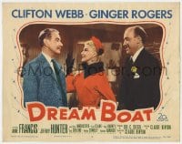 5b341 DREAM BOAT LC #7 1952 close up of smiling Ginger Rogers between Clifton Webb & Fred Clark!